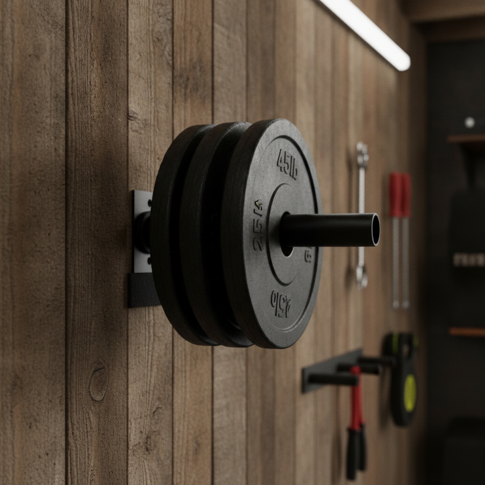Home Gym Weights - Wall-Mounted Weight Plate Holder Compact Wall