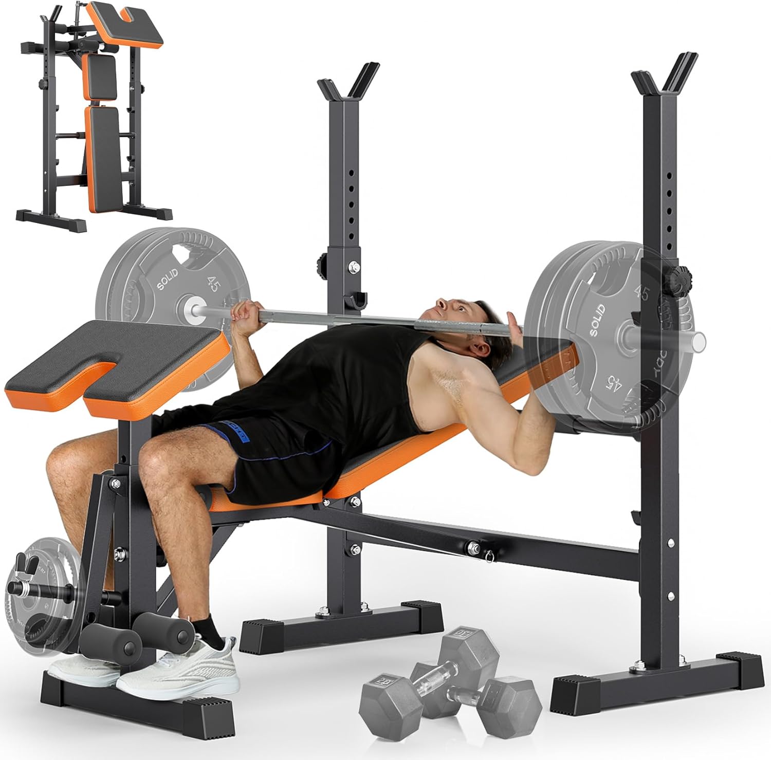 Home Gym Weights - 6-in-1 Space Saving Weight Bench Set