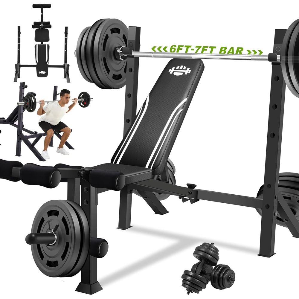 Home Gym Weights - 900-Pound Adjustable Weight Bench Set with