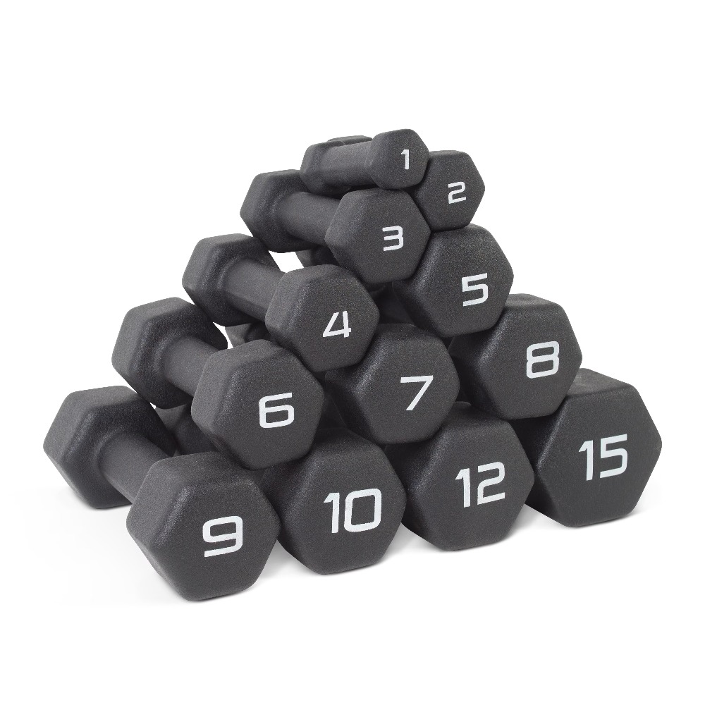 Home Gym Weights - 1lb Black Neoprene Dumbbell Pair Adjustable
