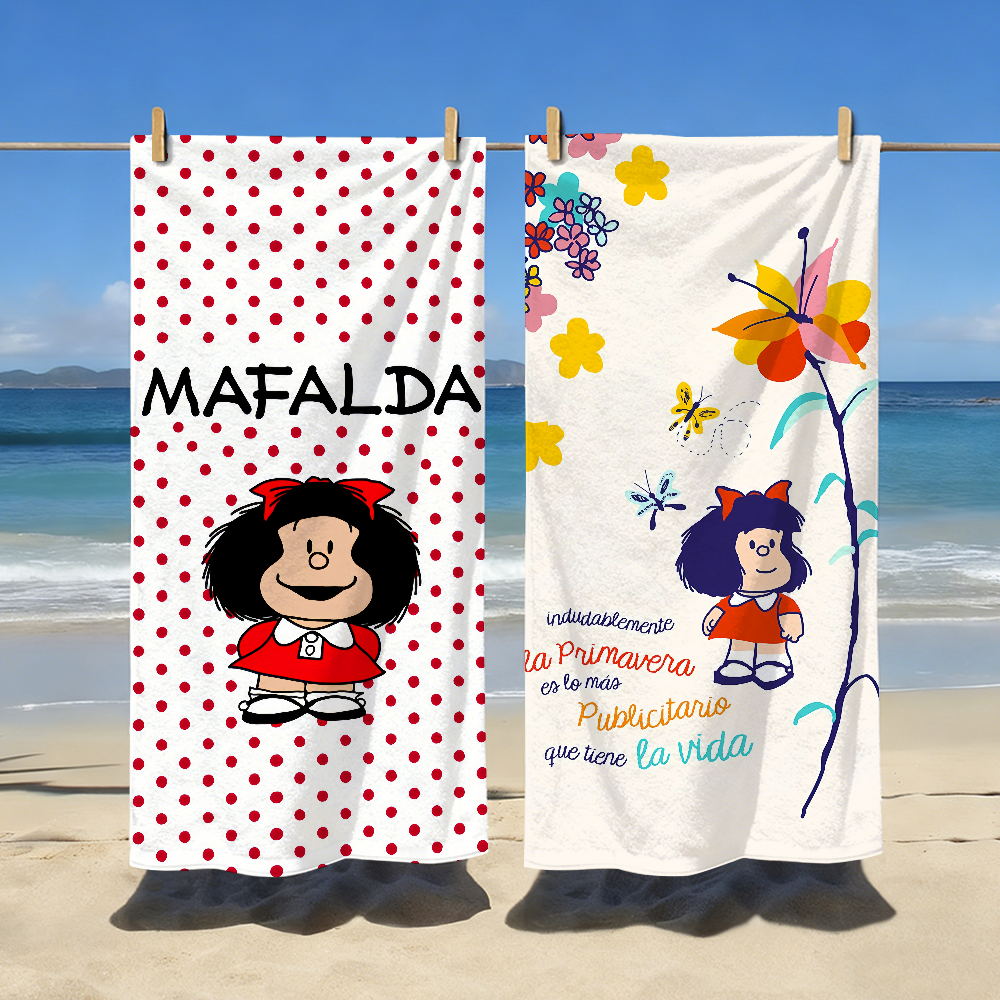Sauna Home Gym - Cute Cartoon M-Mafalda Beach Towel Microfiber
