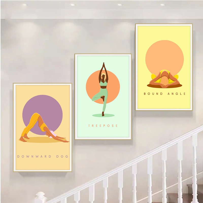 Modern Abstract Yoga Poses Pos - огляд і ціна Home Gym Yoga Room