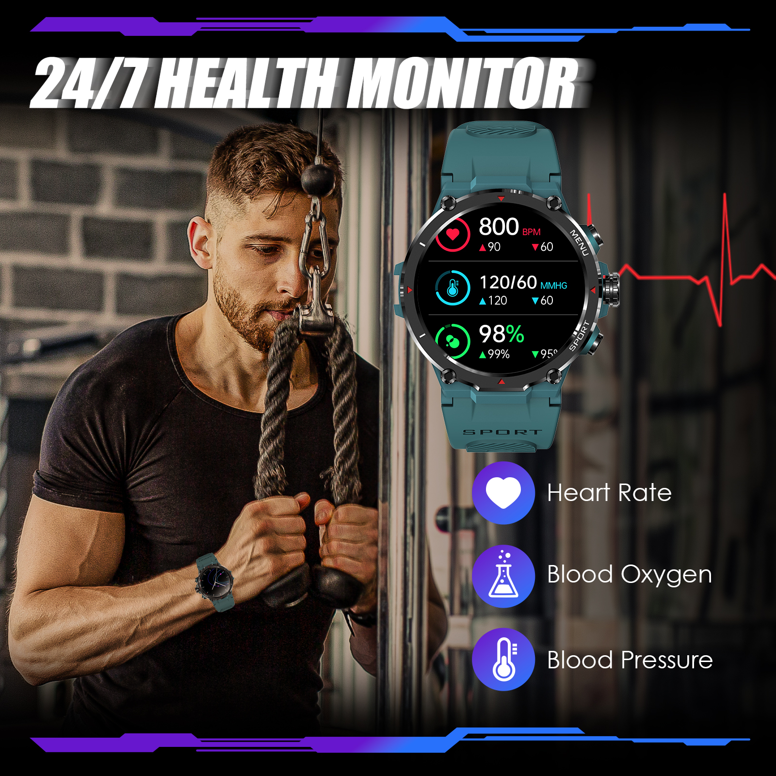 EIGIIS Military Smart Watch fo - огляд і ціна Home Gym App