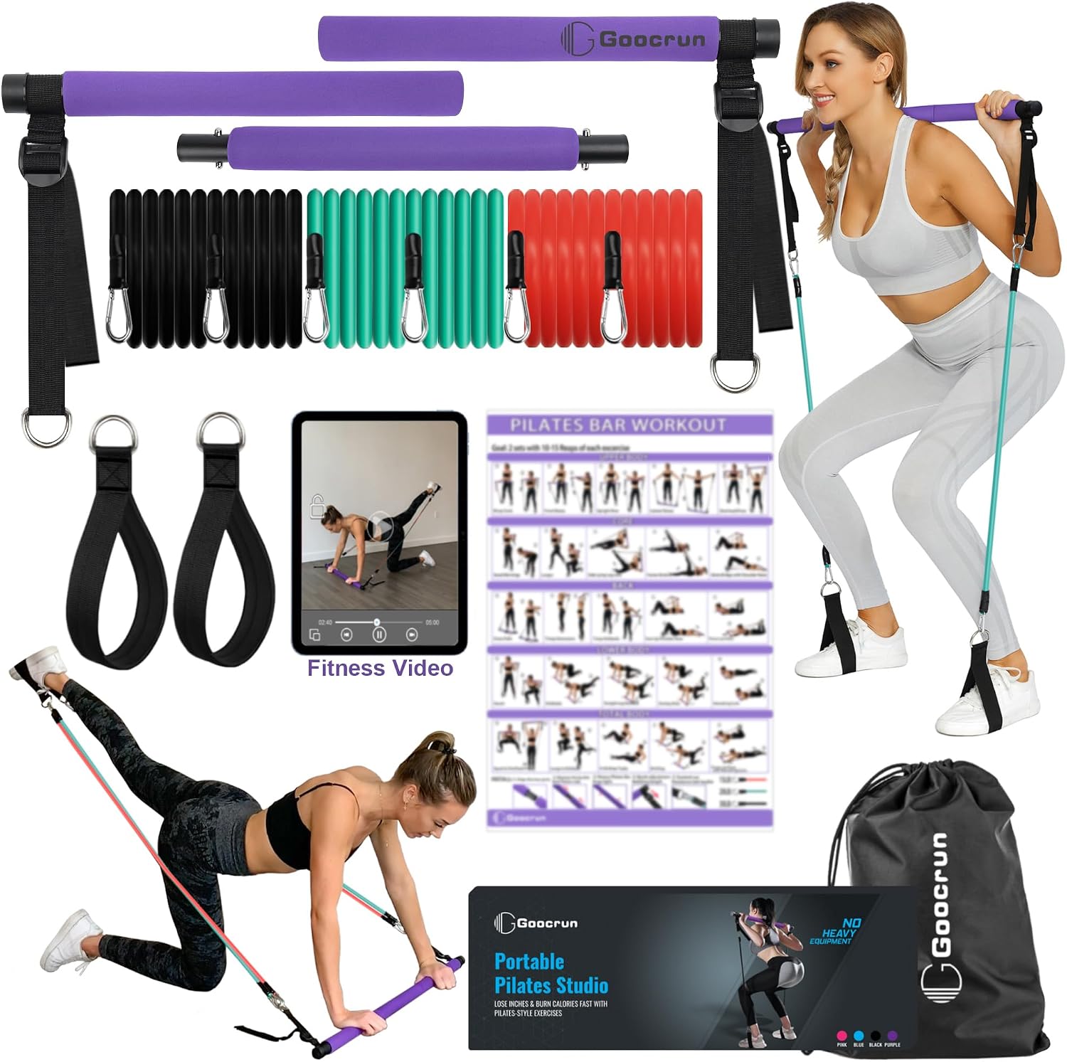 Portable Pilates Bar Kit with  - огляд і ціна Home Gym Video